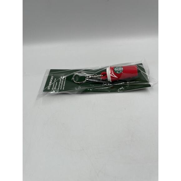 NEW Starbucks Reusable Hot Cup Lid Stopper 2025 Red Cup Keychain Holiday READY - Picture 3 of 4